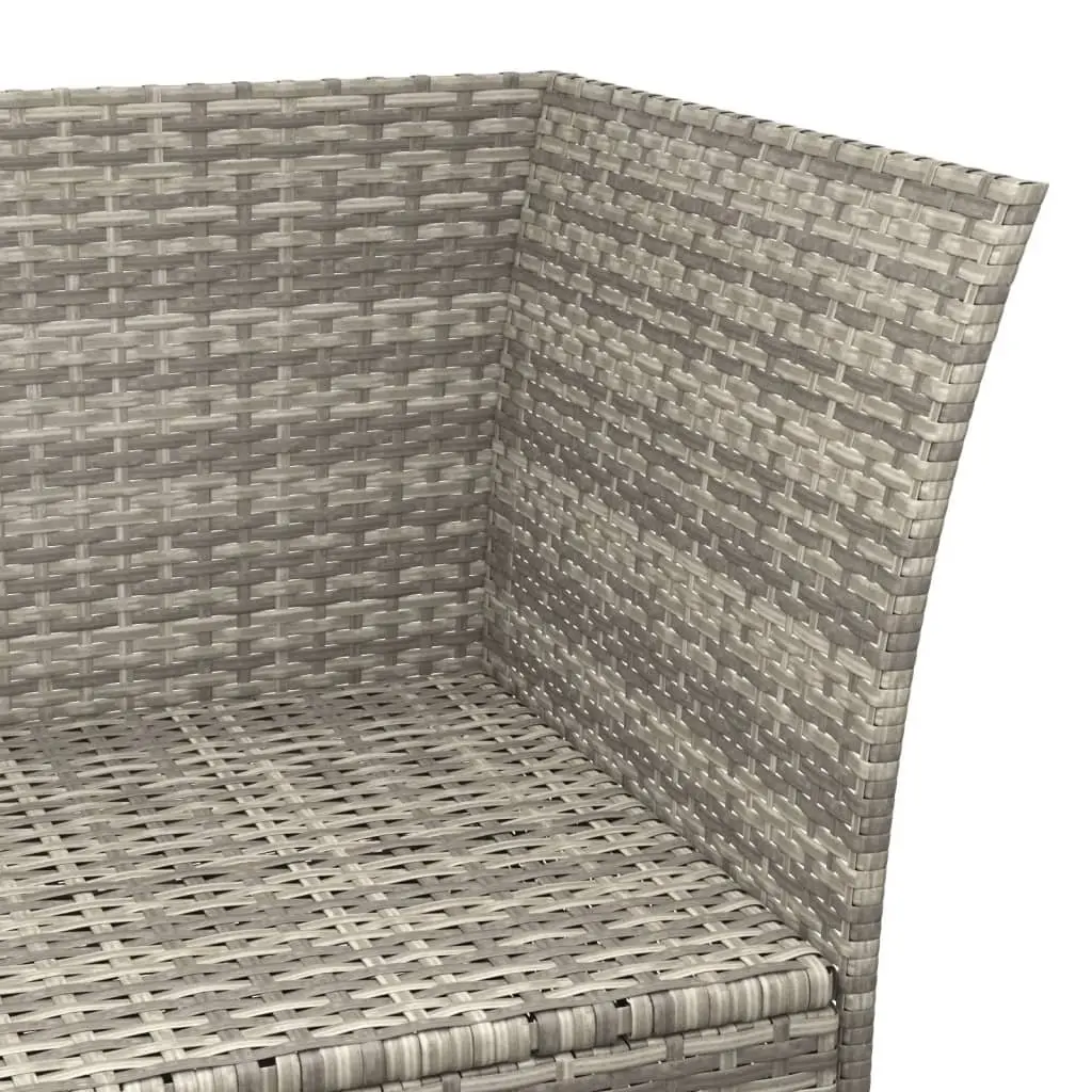 Garden Lounge Set Grey Poly Rattan Corner Sofa with Cushions and Storage Outdoor 4 Piece