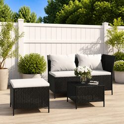 3 Piece Garden Lounge Set: Poly Rattan & Steel Construction
