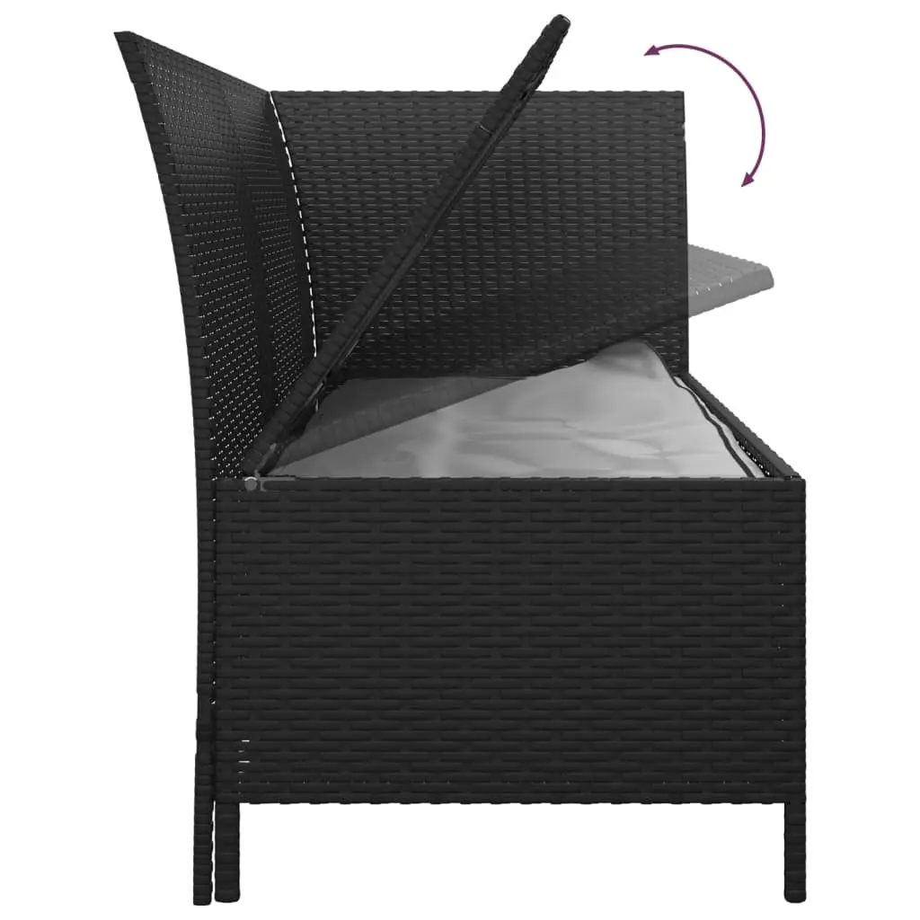 3 Piece Garden Lounge Set with Cushions Black Poly Rattan Outdoor Furniture