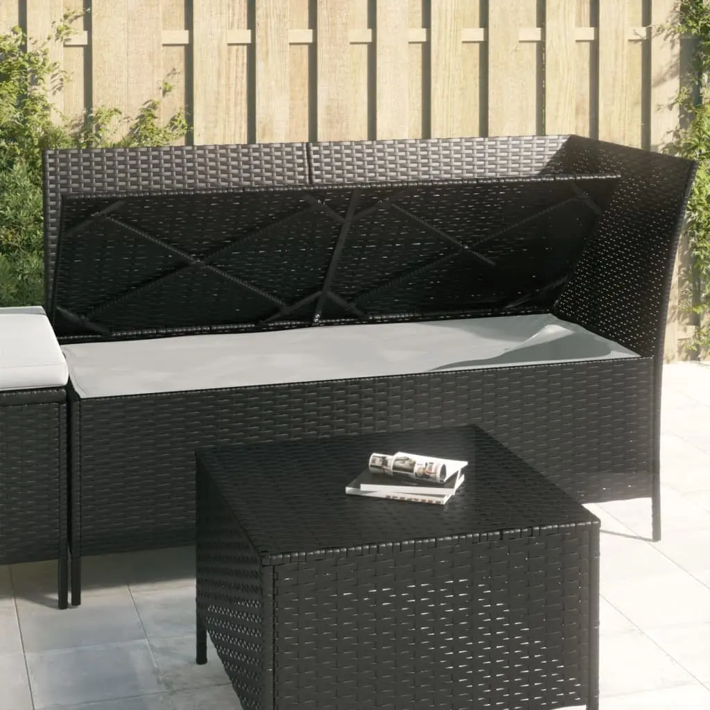 3 Piece Garden Lounge Set with Cushions Black Poly Rattan Outdoor Furniture