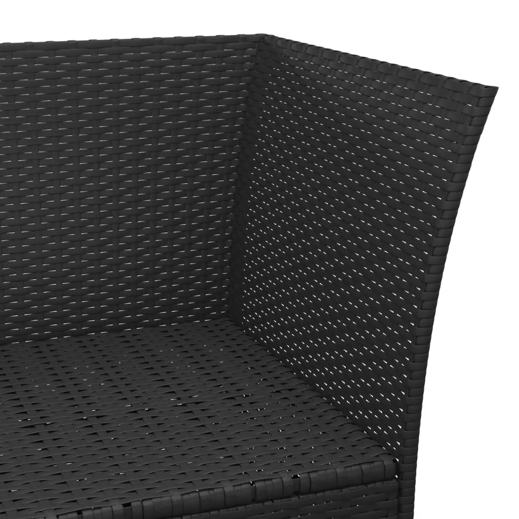 3 Piece Garden Lounge Set with Cushions Black Poly Rattan Outdoor Furniture