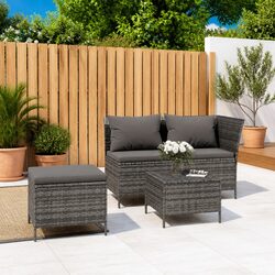 3-Piece Garden Lounge Set Specifications: Grey Poly Rattan