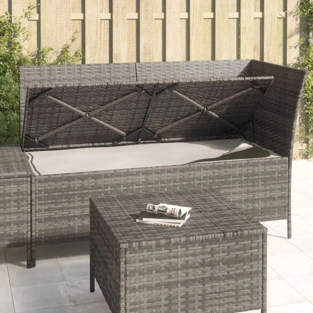 Garden Lounge Set Outdoor Use 3 Piece Grey Poly Rattan Furniture with Cushions