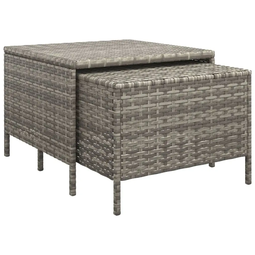 Garden Lounge Set Outdoor Use 3 Piece Grey Poly Rattan Furniture with Cushions