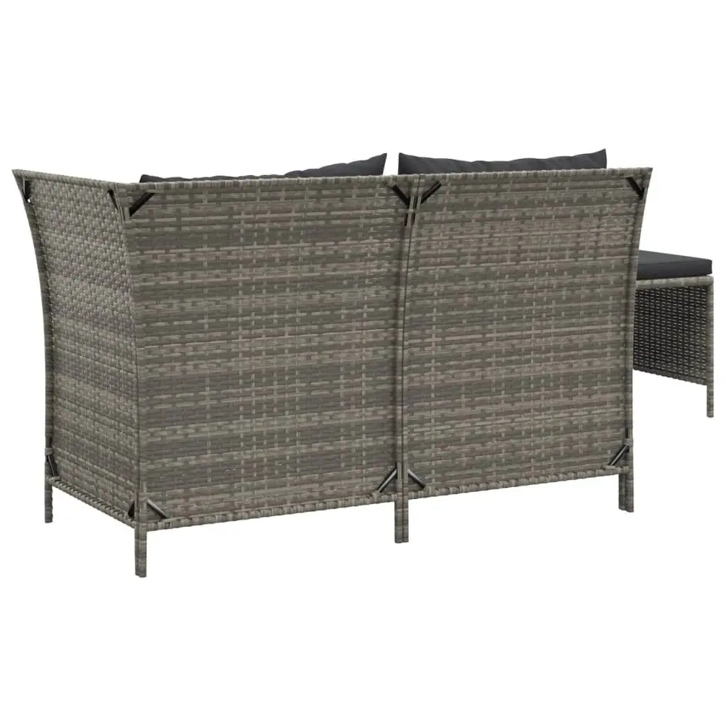Garden Lounge Set Outdoor Use 3 Piece Grey Poly Rattan Furniture with Cushions