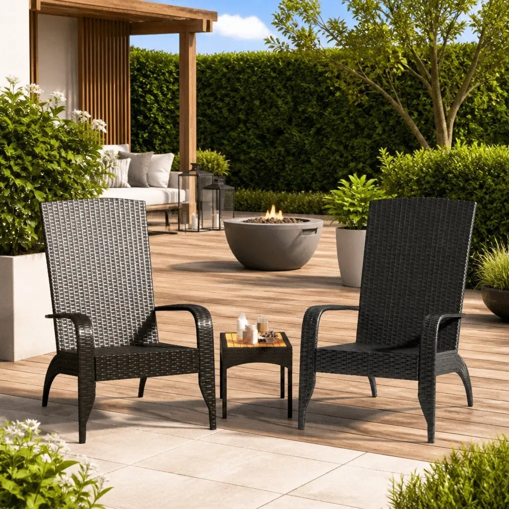 Adirondack Chair Outdoor Garden Patio Black Relaxation Lounger