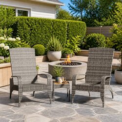 Outdoor Adirondack Chair Grey Poly Rattan Garden Patio Seating Lounger with
