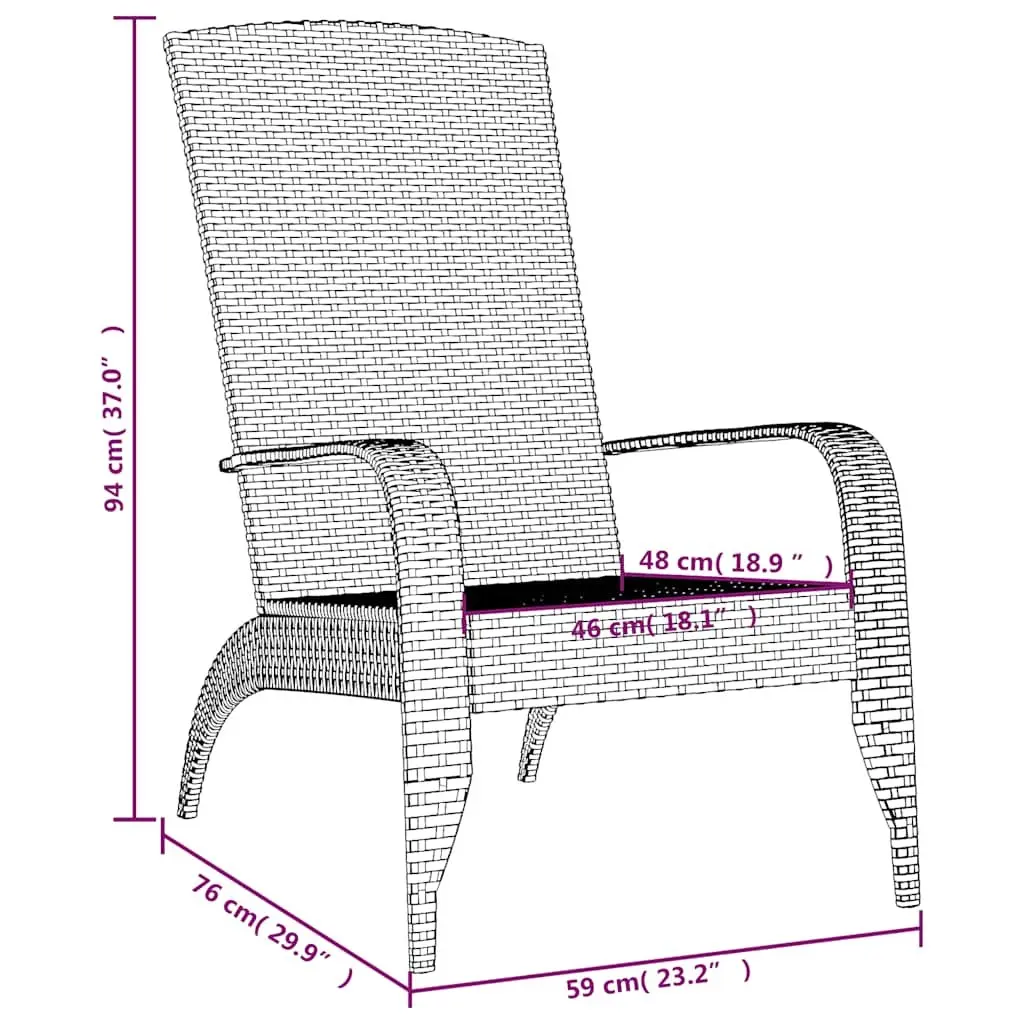 Adirondack Chair Outdoor Patio Garden Seating Grey Poly Rattan