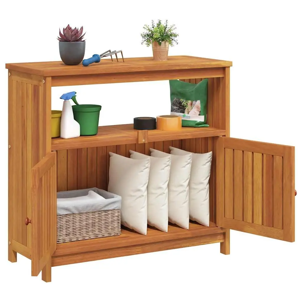 Garden Console Table 80x35x75cm Solid Acacia Wood Outdoor Storage Furniture