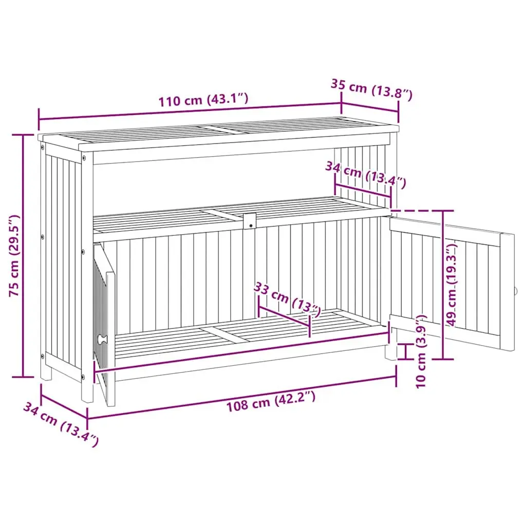 Garden Console Table Outdoor 110x35x75cm Solid Wood Acacia