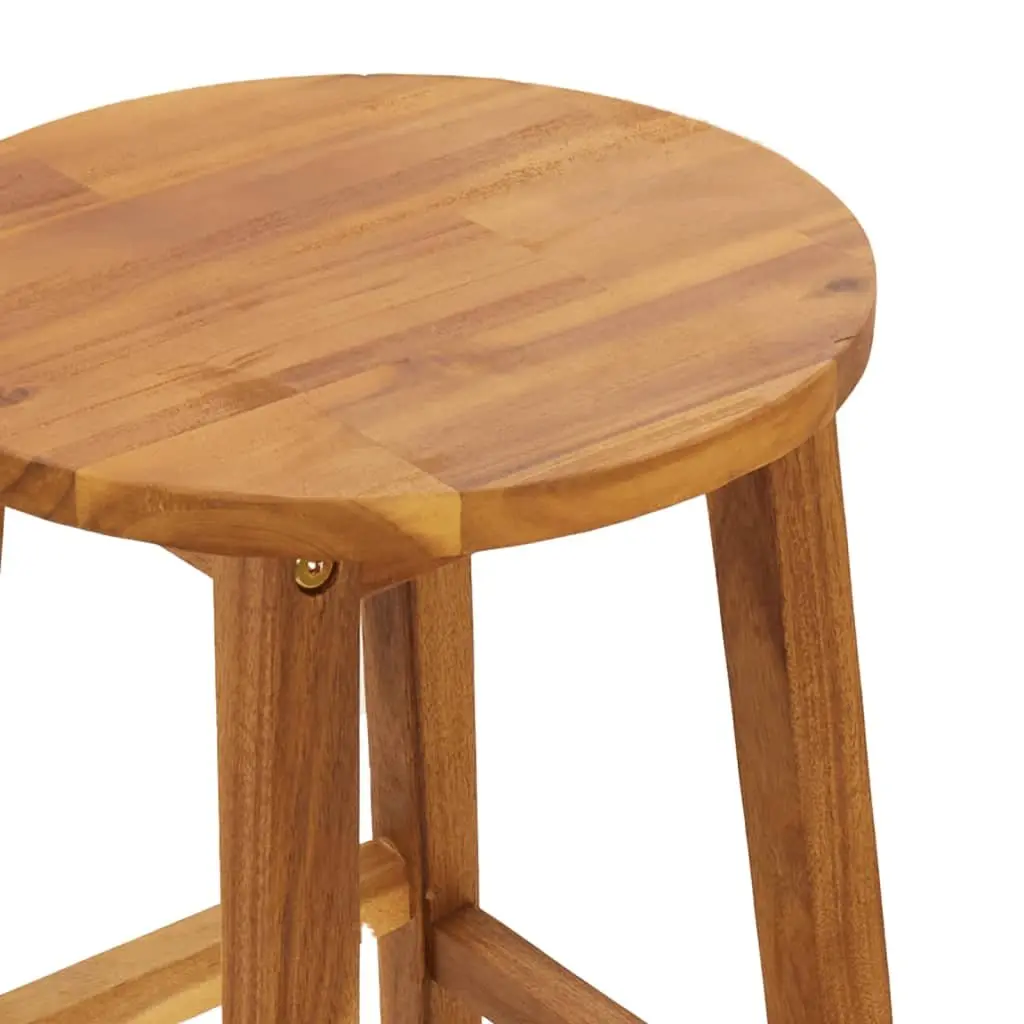 3 Piece Bar Set Acacia Wood Indoor Outdoor Bistro Table Chairs Brown