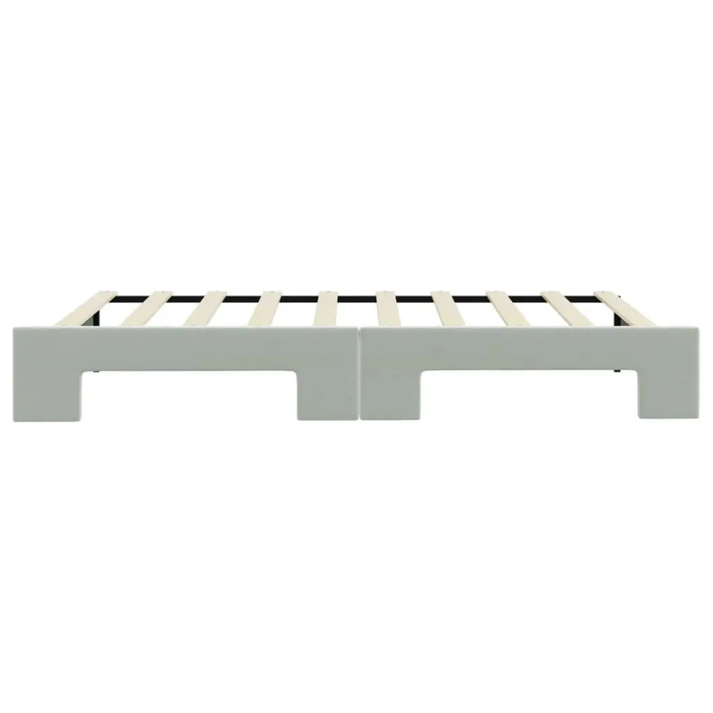 Daybed with Trundle for Living Room or Bedroom Grey 90x190 cm Wood Metal Velvet Modern