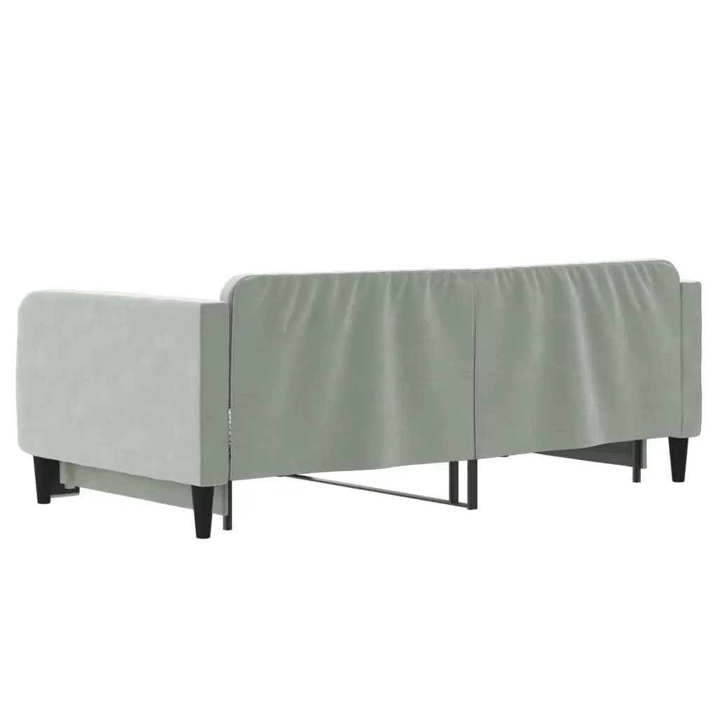 Daybed with Trundle for Living Room or Bedroom Grey 90x190 cm Wood Metal Velvet Modern