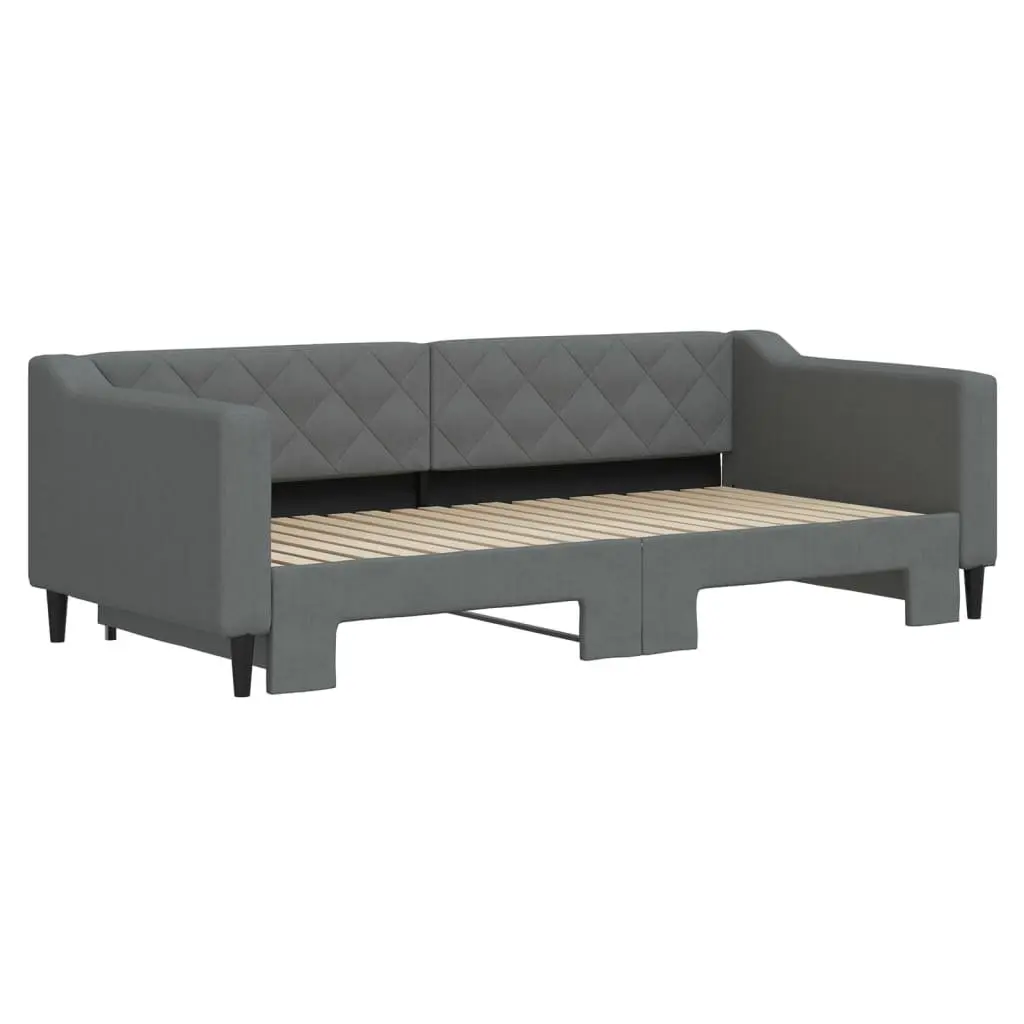Daybed with Trundle Sofa Bed Grey 90x190cm Modern Design Wood Metal Frame
