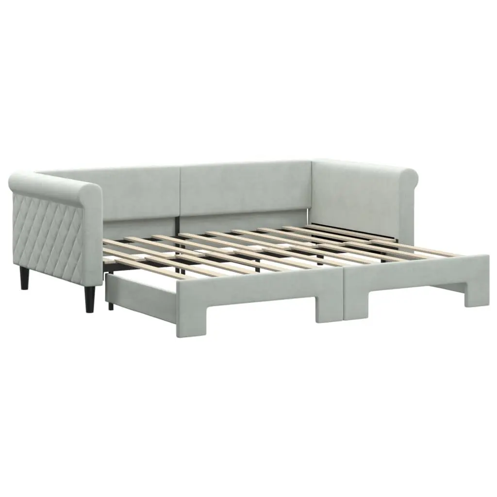 Daybed with Trundle Sofa Bed Grey 90x190cm