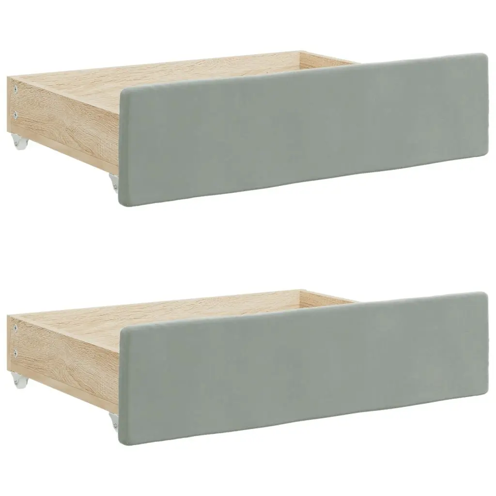 Grey Daybed 90x190 cm with Trundle and Two Storage Drawers