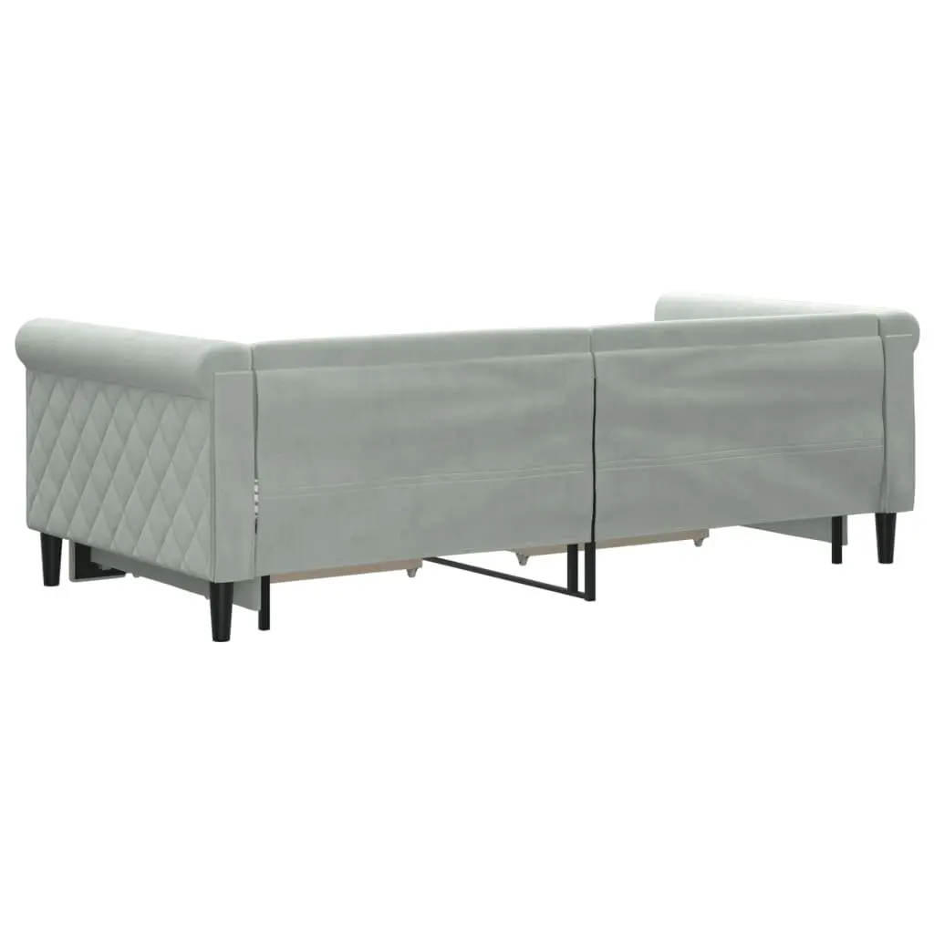 Grey Daybed 90x190 cm with Trundle and Two Storage Drawers
