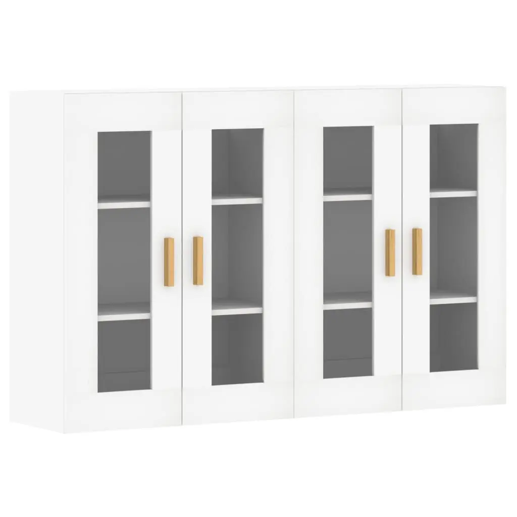 Wall Mounted Storage Cabinets for Home 2 Piece White Glass Door Organiser