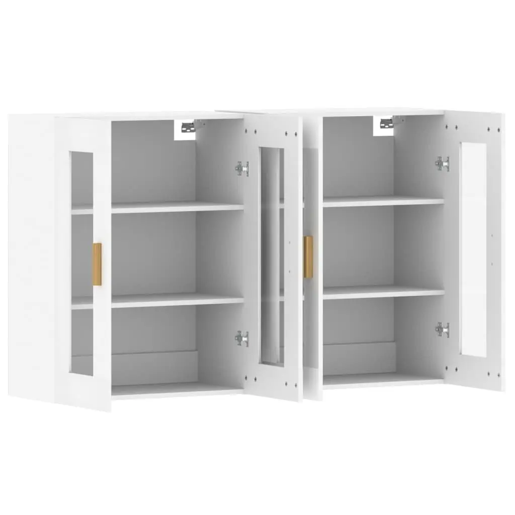 Wall Mounted Storage Cabinets for Home 2 Piece White Glass Door Organiser