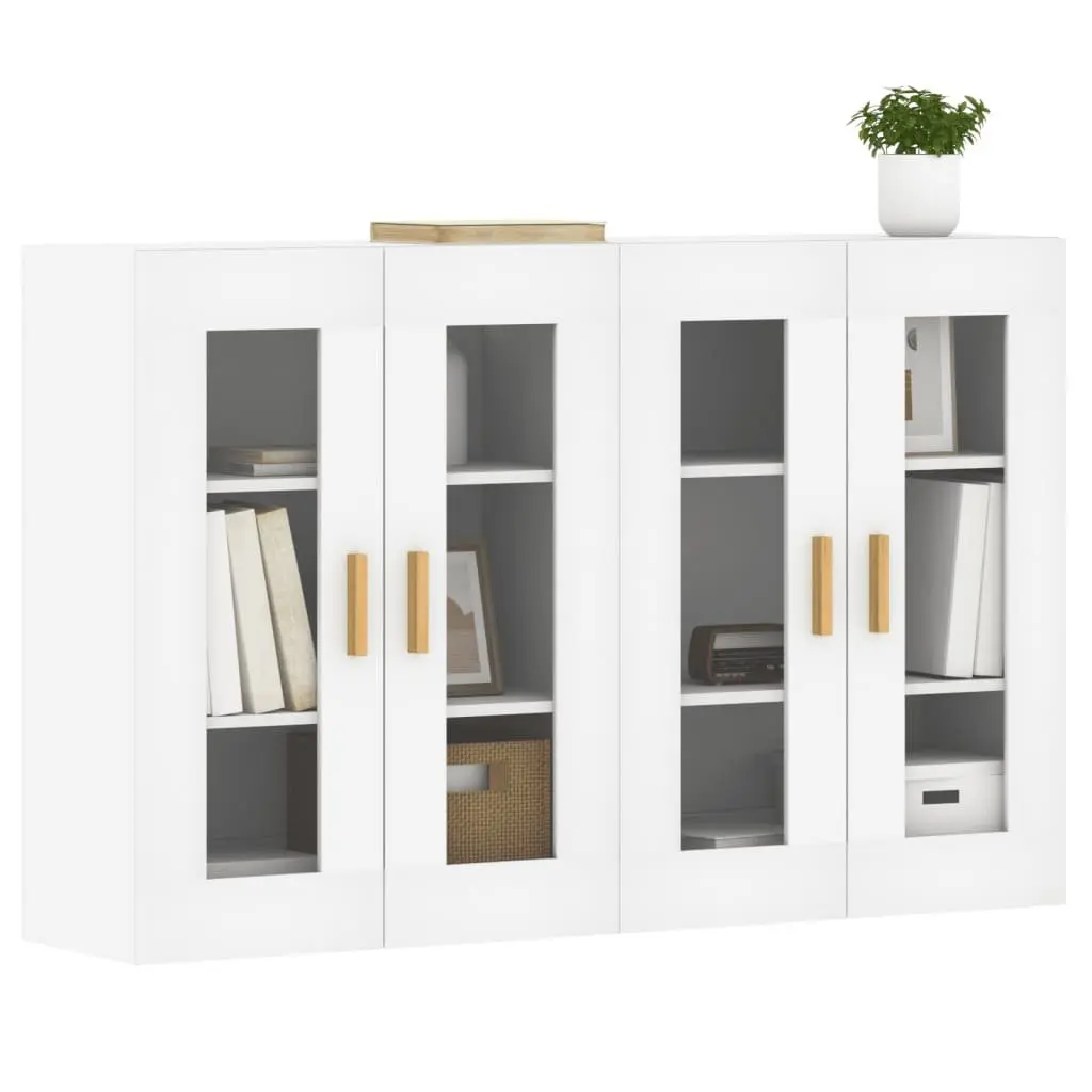 Wall Mounted Storage Cabinets for Home 2 Piece White Glass Door Organiser