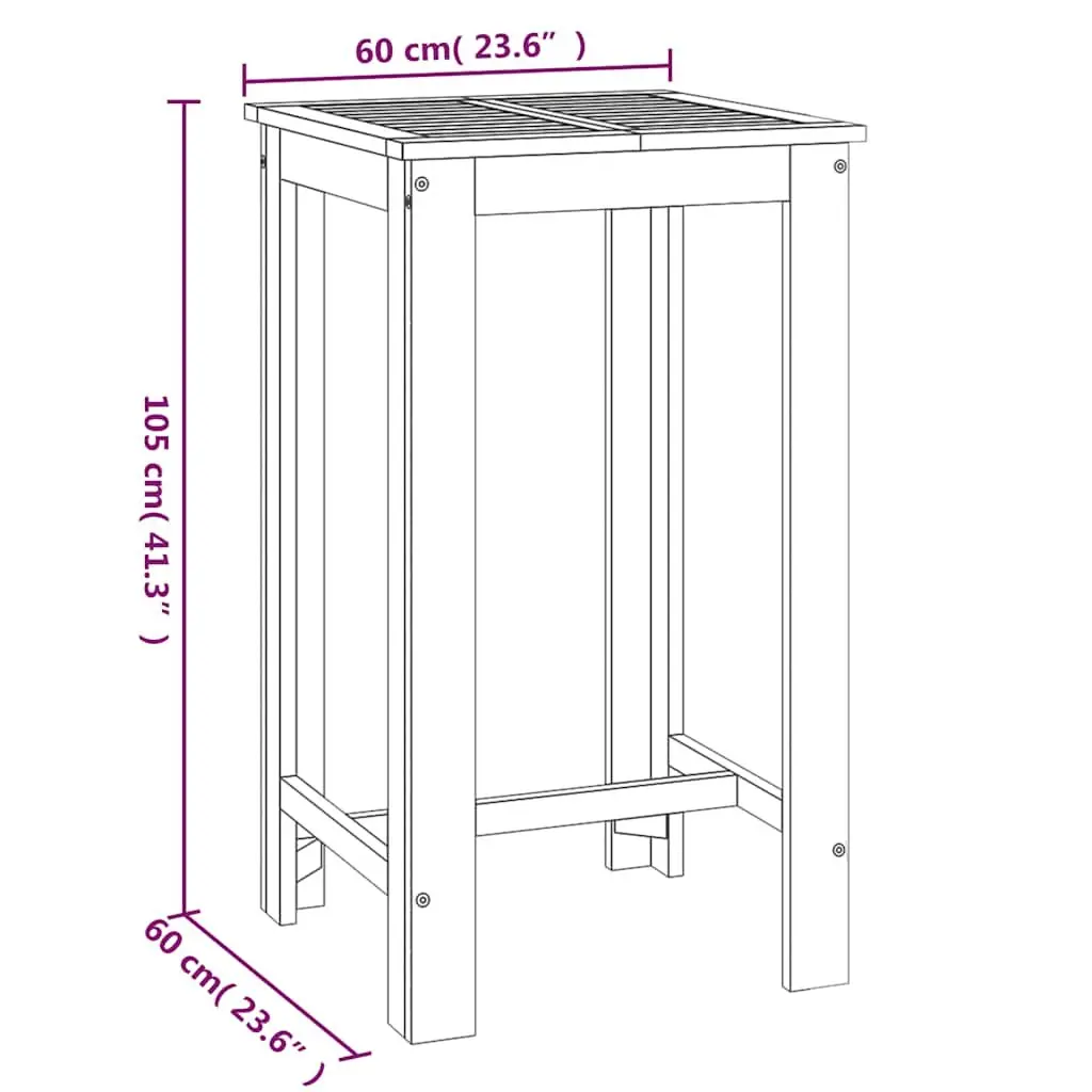 Garden Bar Table 60x60x105 cm Solid Wood Outdoor Indoor Bistro High Dining