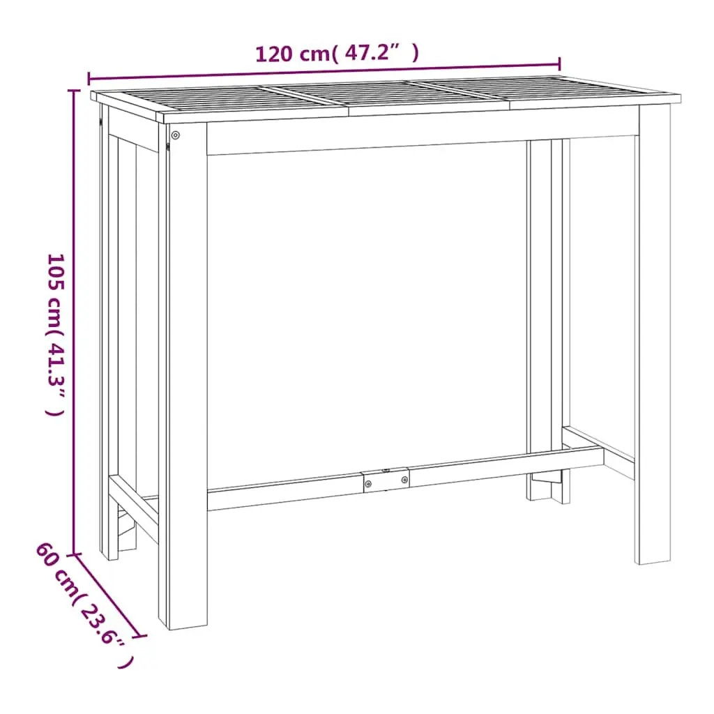 Garden Bar Table Outdoor Indoor 120x60x105 cm Solid Wood Brown
