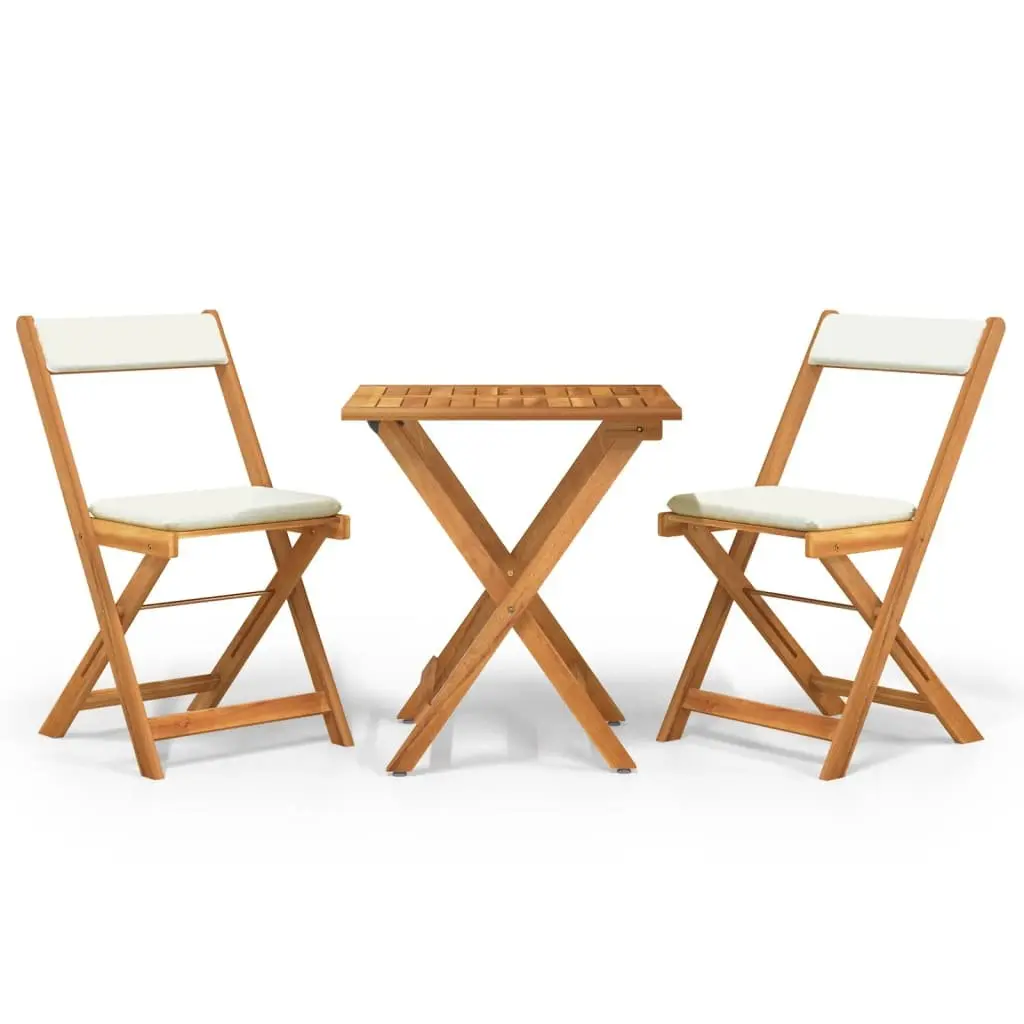 Folding Bistro Set for Garden Outdoor Dining 3 Piece Solid Acacia Wood