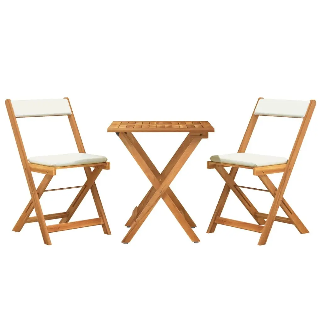 Folding Bistro Set for Garden Outdoor Dining 3 Piece Solid Acacia Wood