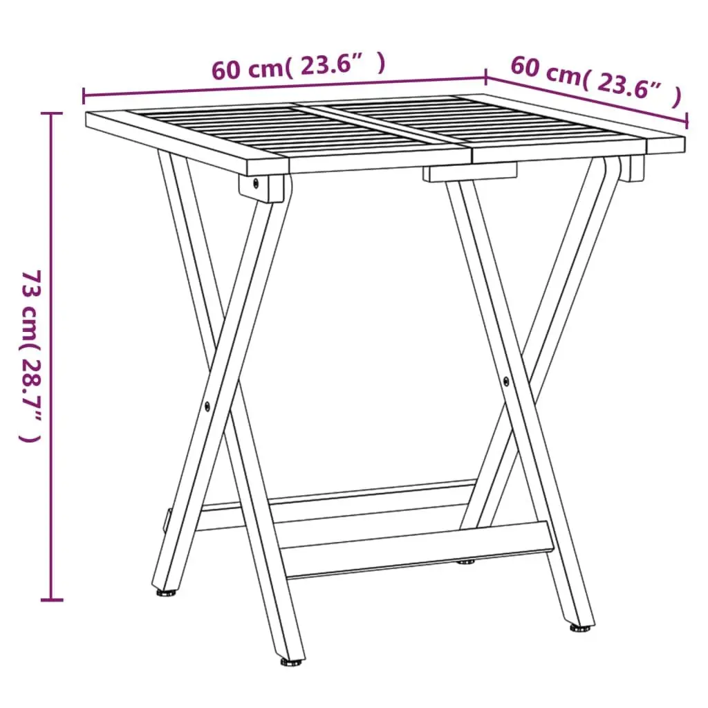 Folding Bistro Set for Garden Outdoor Dining 3 Piece Solid Acacia Wood