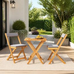 3 Piece Folding Bistro Set Details: Acacia Wood Construction