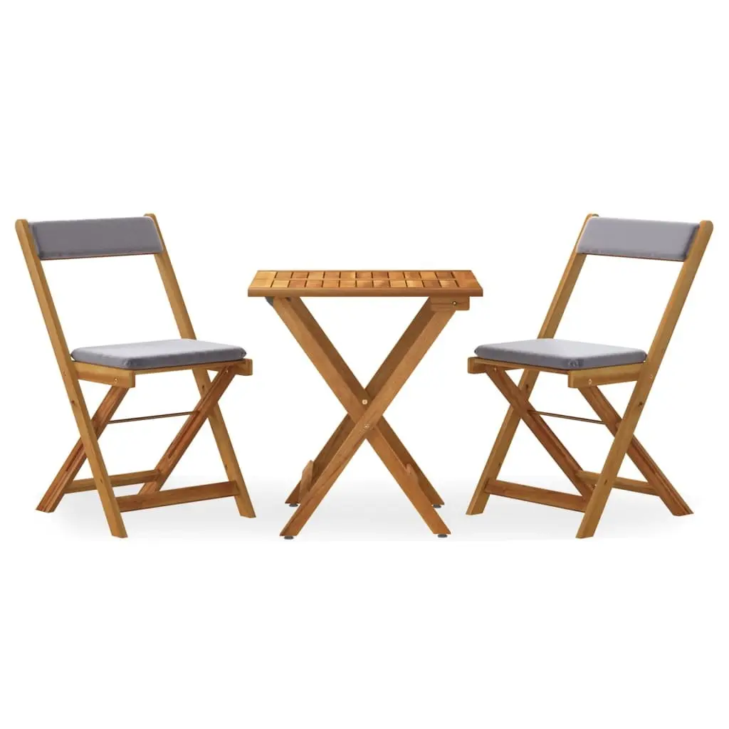 3 Piece Folding Bistro Set with Cushions Outdoor Garden Dining Furniture