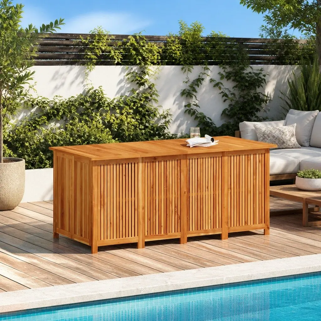 Wooden Garden Storage Box Outdoor Use 200x80x75cm Brown
