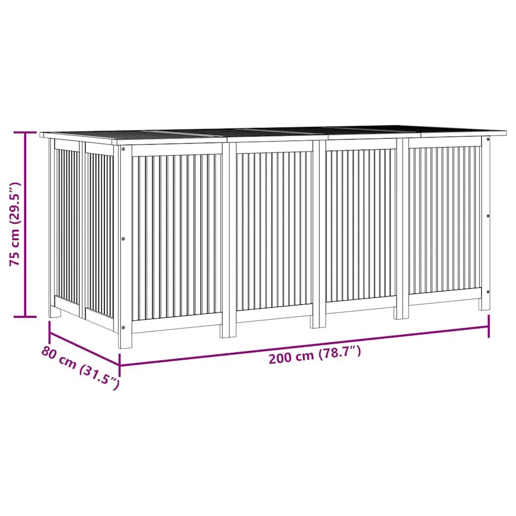 Wooden Garden Storage Box Outdoor Use 200x80x75cm Brown