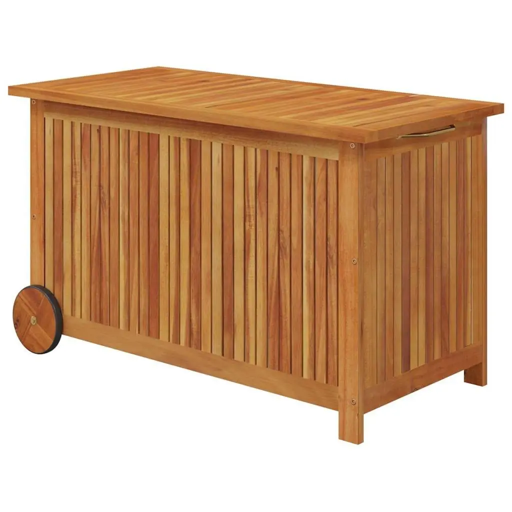 Garden Storage Box Outdoor Use 90x50x58 cm Wooden Furniture with Wheels