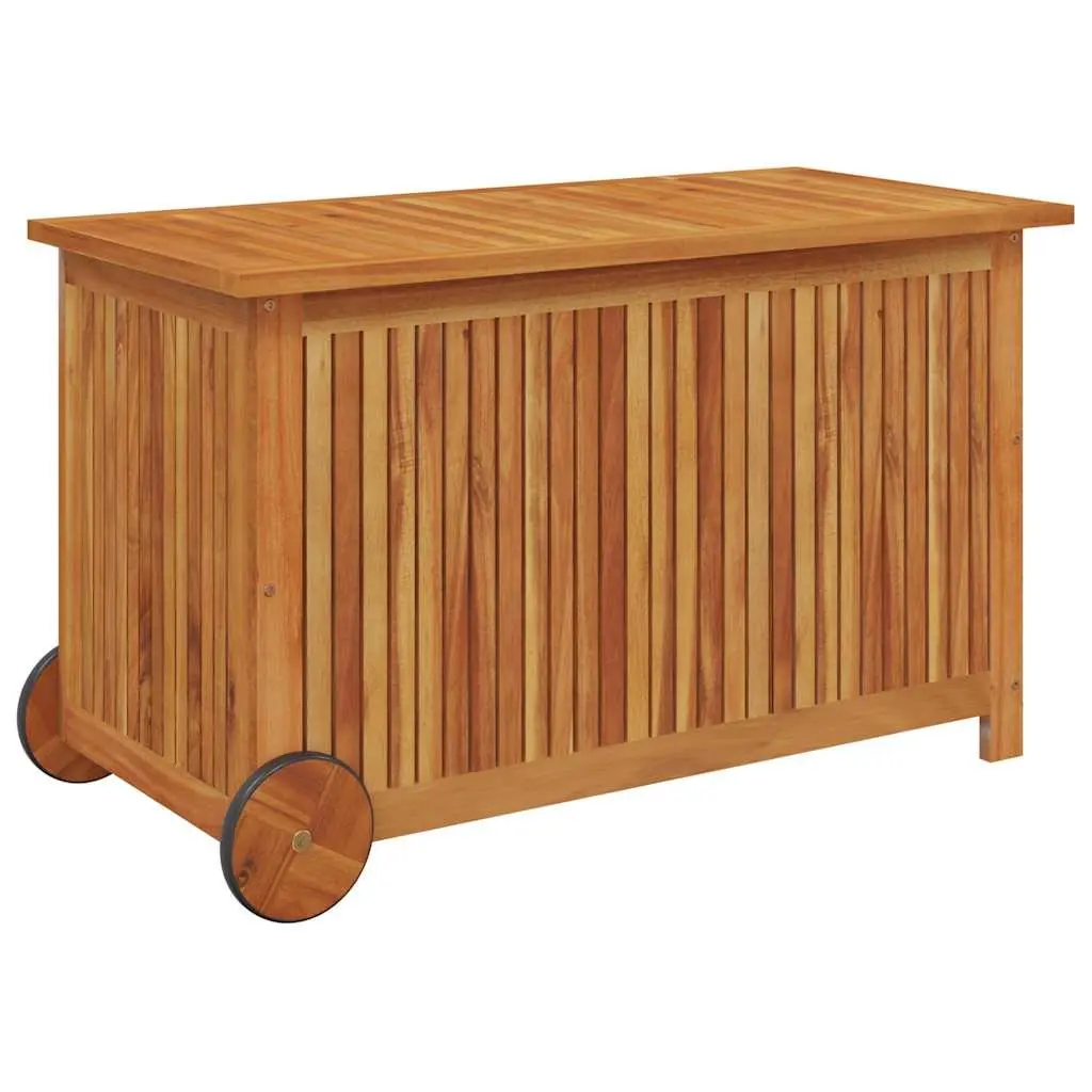 Garden Storage Box Outdoor Use 90x50x58 cm Wooden Furniture with Wheels