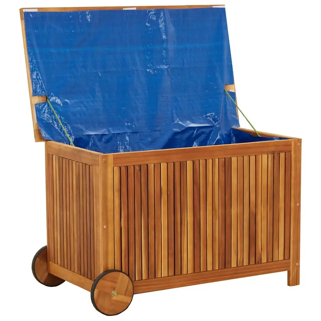 Garden Storage Box Outdoor Use 90x50x58 cm Wooden Furniture with Wheels