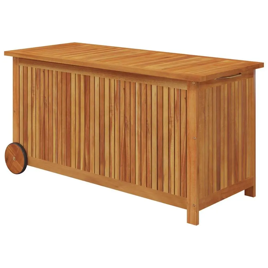 Garden Storage Box Outdoor Cushion Box with Wheels Solid Wood 113x50x58cm