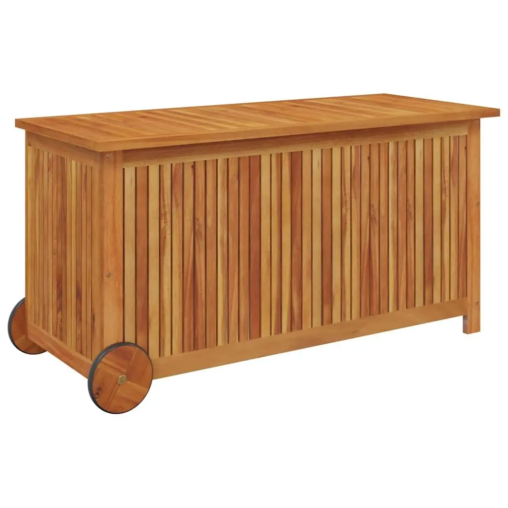 Garden Storage Box Outdoor Cushion Box with Wheels Solid Wood 113x50x58cm