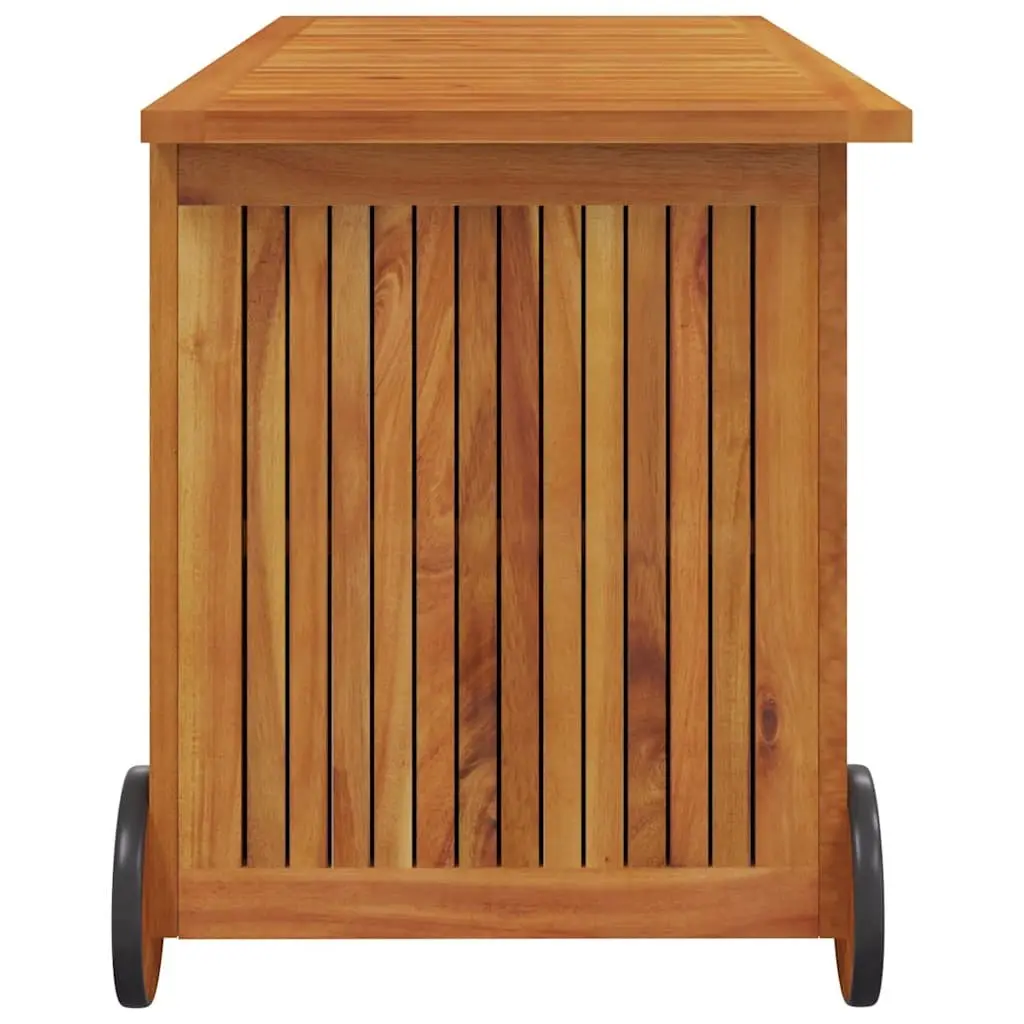 Garden Storage Box Outdoor Cushion Box with Wheels Solid Wood 113x50x58cm