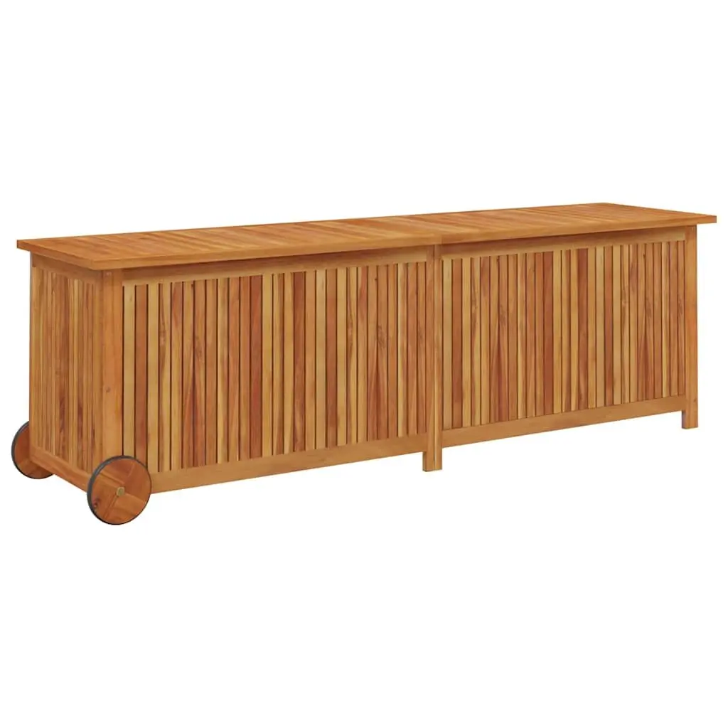 Garden Storage Box with Wheels Brown Solid Wood Outdoor Furniture 150x50x58cm