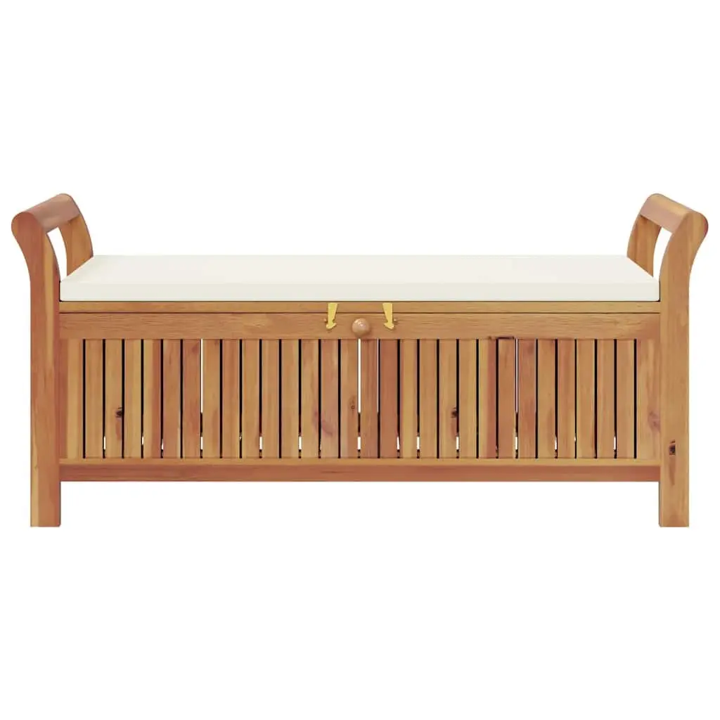 Garden Storage Bench 126cm Wooden Outdoor Seating with Cushion Brown