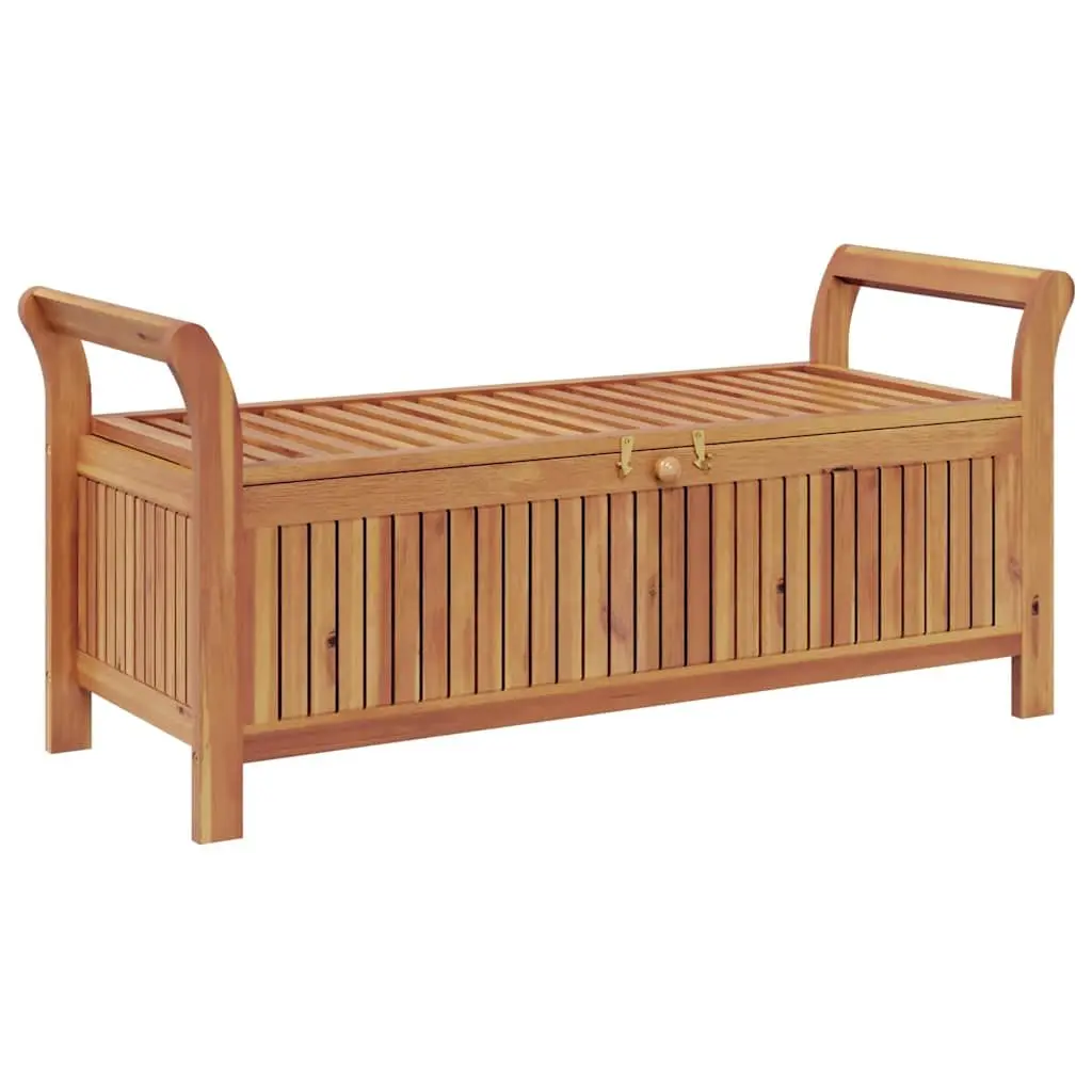 Garden Storage Bench 126cm Wooden Outdoor Seating with Cushion Brown
