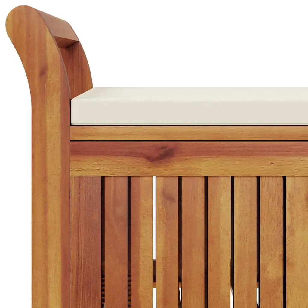 Garden Storage Bench 126cm Wooden Outdoor Seating with Cushion Brown