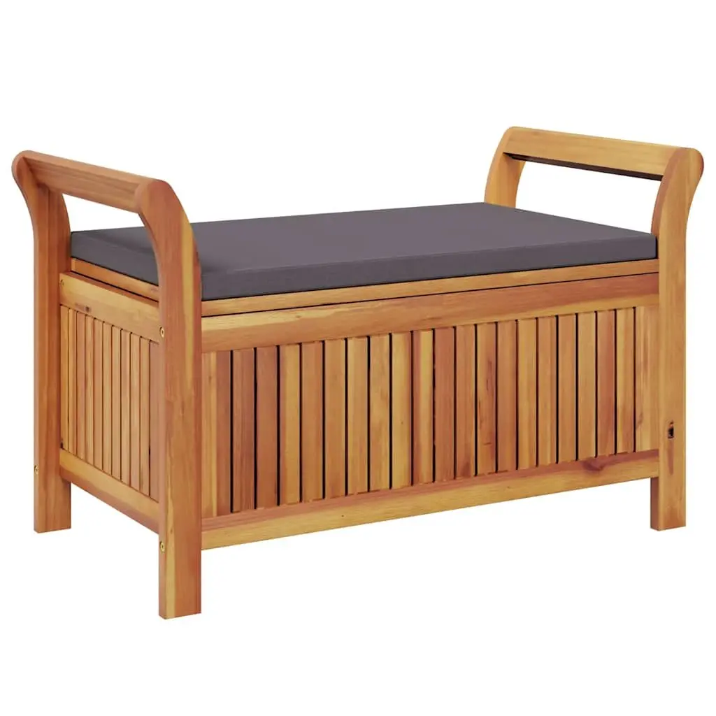 Garden Storage Bench 91cm Outdoor Seating with Cushion Solid Wood Brown