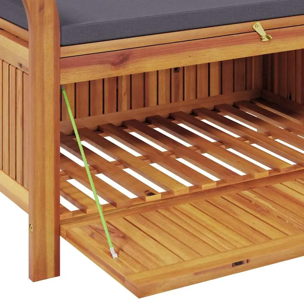 Garden Storage Bench 91cm Outdoor Seating with Cushion Solid Wood Brown