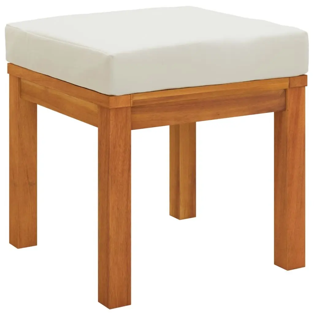 Garden Stools for Outdoor Use 2 Piece Acacia Wood with Cushions Cream Seat