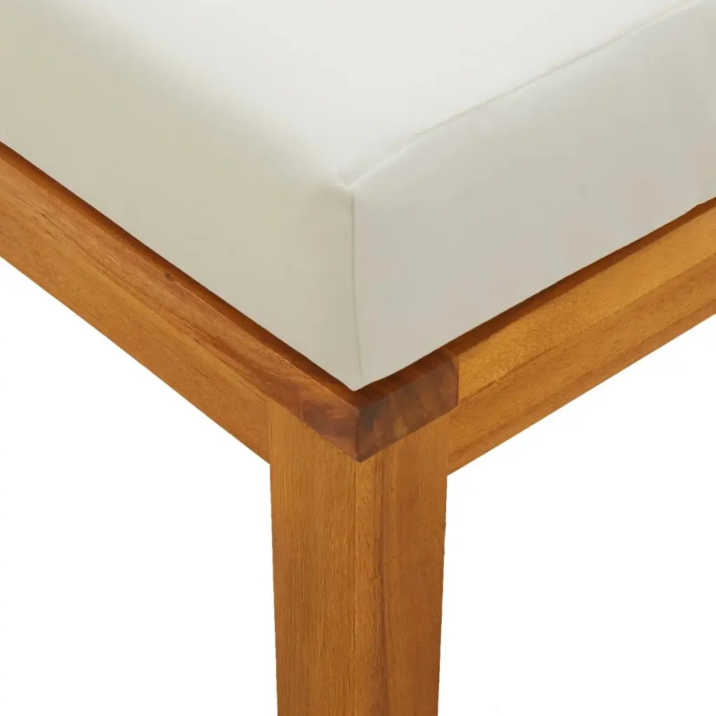Garden Stools for Outdoor Use 2 Piece Acacia Wood with Cushions Cream Seat
