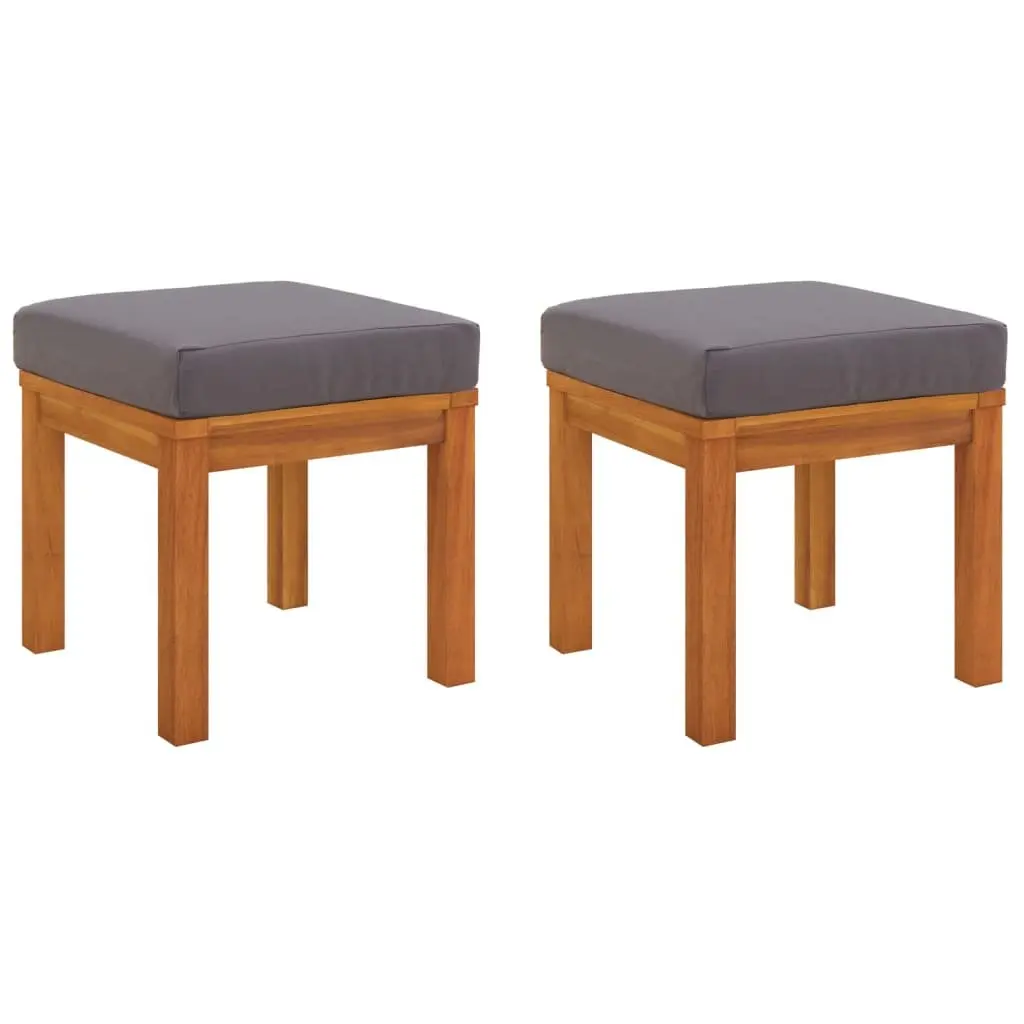 Outdoor Furniture Set 3 Piece Dining Acacia Wood with Cushions Grey
