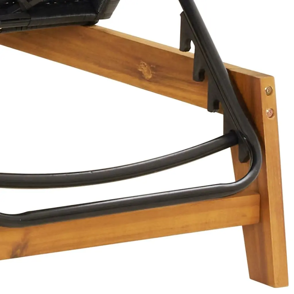 Sun Lounger for Patio Garden Adjustable Backrest with Cushion Poly Rattan Solid Wood Acacia