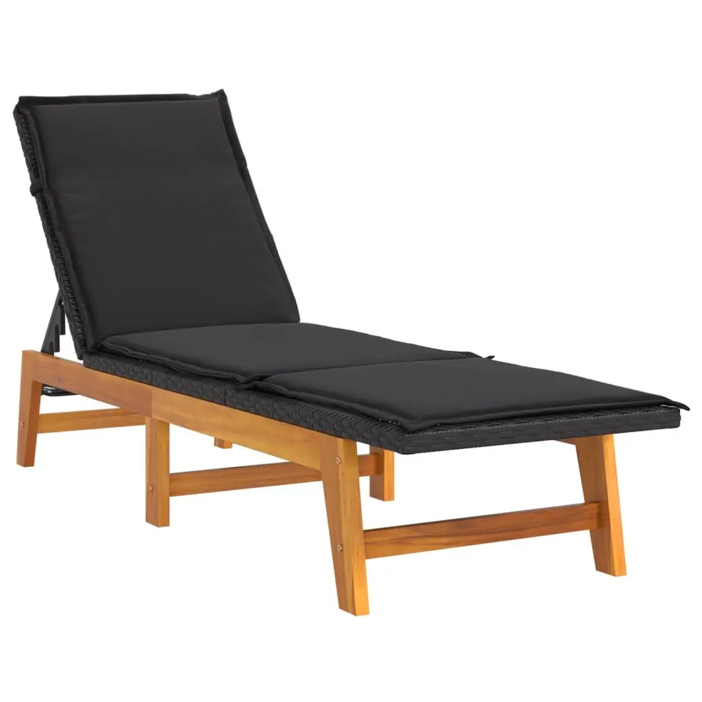 Sun Loungers Outdoor Garden Patio Reclining Chairs 2 pcs with Cushions Black